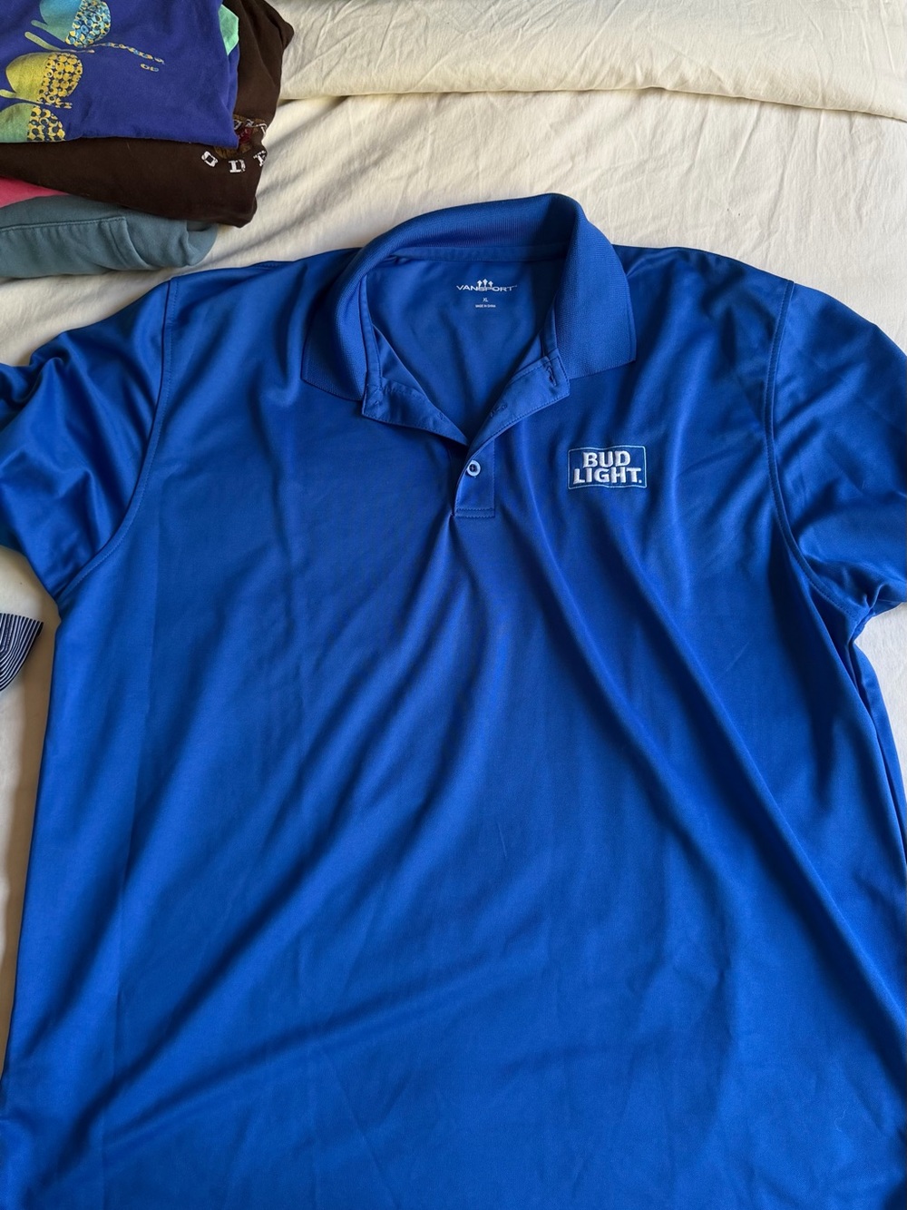 Bud Light Men’s Blue Polo Shirt — Branded Short Sleeve Collared Tee - Picture 3 of 7